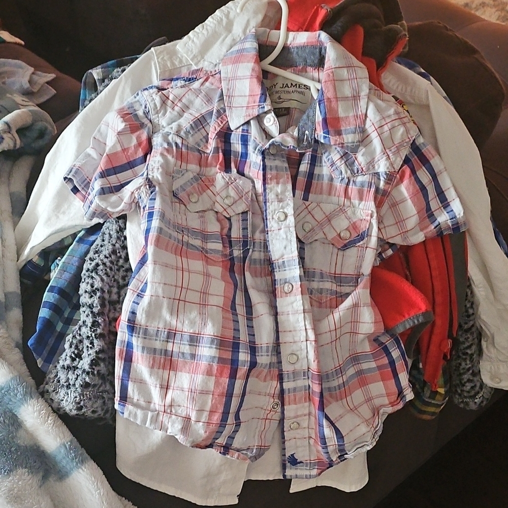 Stylish Kids Plaid Button-Down Shirt - Pink and Blue